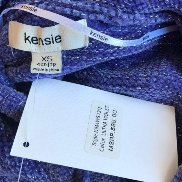 Kensie Purple Metallic Zippered Sweater Hoodie Jacket - Picture 6 of 8